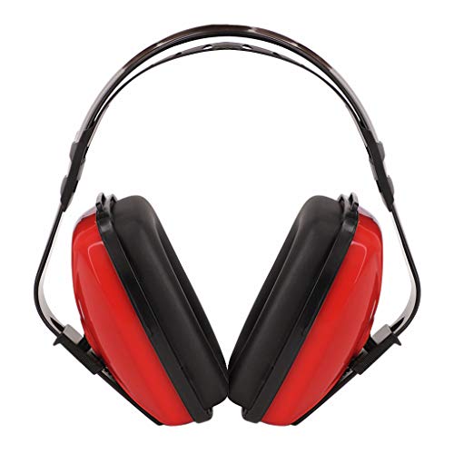 Soundproof Earmuffs for Adults Children Noise Canceling Hearing Protection Headphones Adjustable Padded Defender Noise Reduction Prevention Ear Protection Safety Earmuff Ear Protector Earplug (Red)