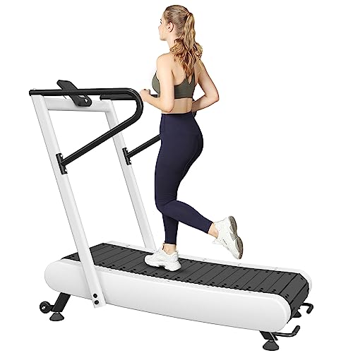 SPART Curved Treadmill, Manual Treadmill with LCD Disply & Phone Holder, Motorless Non-Electric Curved Sprint Treadmill for HIIT, Cardio, Endurance Training, Home/Gym Running Exercise Workout Machine
