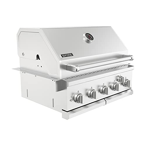 Spire Premium Grill built-in head, 5-Burner with Rear Burner Propane Grill, Convertible to Natural Gas, 30 inches Built In 3050R Island Grill Head, Stainless Steel, BBQ Grill Island