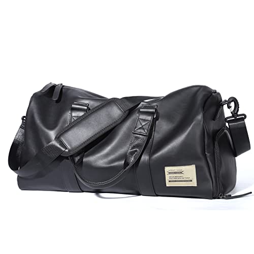 Sports Gym Bag Tote Bag for Men Women, Travel Duffel Bag with Shoes Compartment & Wet Pocket, Shoulder Weekender Overnight Bag,Black