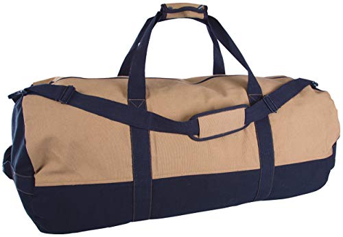 STANSPORT - Two-Tone Canvas Duffle Bag With Zipper For Gym, Travel, & Storage , 18 x 36-Inch