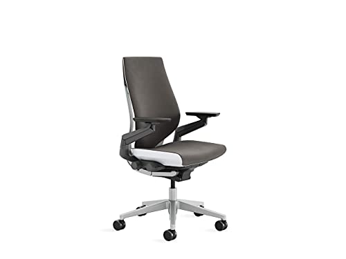 Steelcase Gesture Office Chair - Cogent: Connect Graphite Fabric, Wrapped Back, Light on Light Frame, Platinum Metallic Base