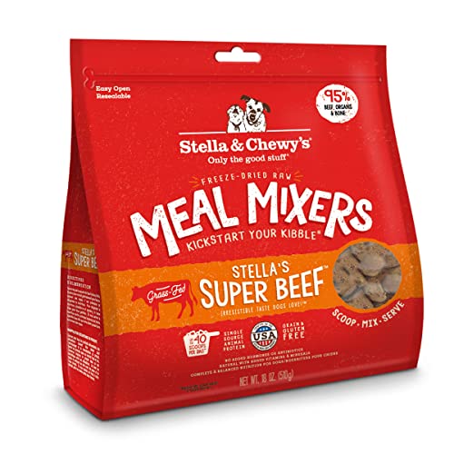 Stella & Chewy’s Freeze Dried Raw Super Beef Meal Mixer – Dog Food Topper for Small & Large Breeds – Grain Free, Protein Rich Recipe – 18 oz Bag