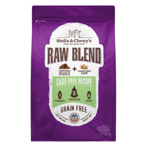 Stella & Chewy’s Raw Blend Premium Kibble Cat Food – Grain Free, Protein Rich Meals – Cage-Free Poultry Recipe – 5 lb. Bag