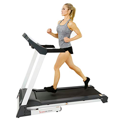 Sunny Health & Fitness Premium Treadmill Features Auto Incline, Dedicated Speed Buttons, Bluetooth Connectivity, Built-In Speakers, Digital Performance Display and Pulse Sensors - SF-T7515