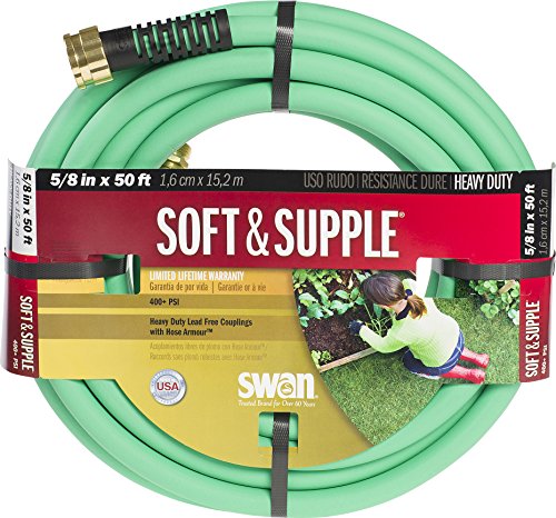 Swan Products SNSS58050 Soft & Supple Easy Coil Water Hose with Crush Proof Couplings 50' x 5/8", Green