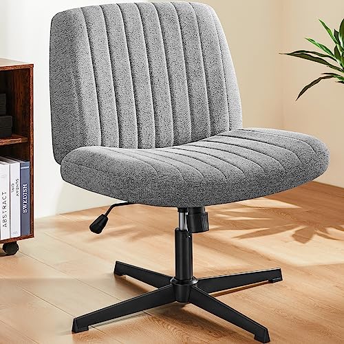 Sweetcrispy Office Chair No Wheels - Armless Desk Chair No Wheels Cross Legged Office Chair Wide Swivel Home Office Desk Chairs