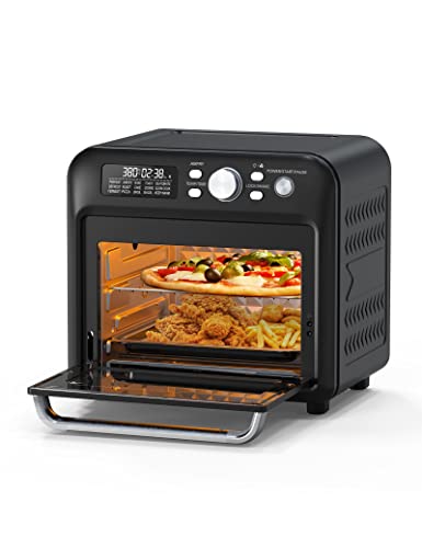 Symdral Air Fryer Oven, 15-in-1 Family-Sized Toaster Oven, 19 QT Convection Oven with Child Lock, Fits 10-inch Pizza, 6-Slice Toast, Button & Knob-Controlled Kitchen Appliance, Dishwasher Safe