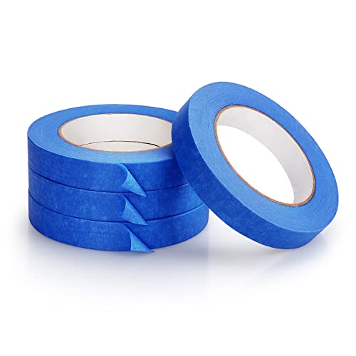 Tamaki 4 Rolls Blue Painters Tape 0.75 inch x 55 Yards, 220 Yard in Total, Painters Masking Tape for Safe Wall Painting, Building, Remodeling, Labeling, Edge Finishing