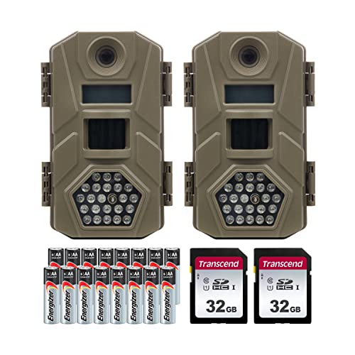 TASCO Tasco Low Glow Trail Camera - 12 MP, 50 Foot Flash Range with Removable Battery Trays, Tan - 2 Pack Includes 32GB SD Cards – Brown