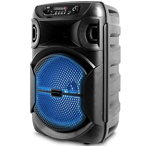 Technical Pro 8 Inch Portable 500 Watts Bluetooth Speaker w/Woofer & Tweeter and Portable Microphone w/Digital Processing, XLR to 1/4" for Karaoke (Black, Speaker)