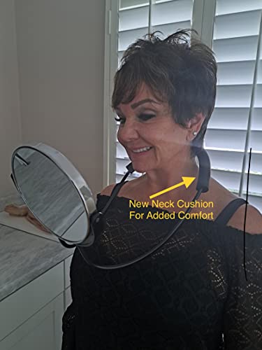 "The Mirrorcle" Great for viewing back of head, traveling, makeup, cutting hair. Cushioned cable is new for comfort to contour to your neck. Std viewing 1 side & 5X on opposite side.