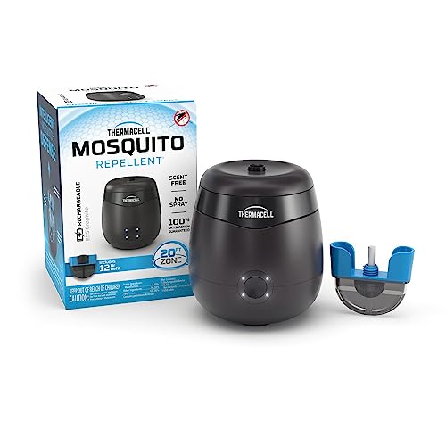 Thermacell E55 E-Series Rechargeable Mosquito Repeller with 20’ Mosquito Protection Zone; Graphite; Includes 12-Hr Repellent Refill; DEET Free Bug Spray Alternative; Scent Free; No Candle or Flame