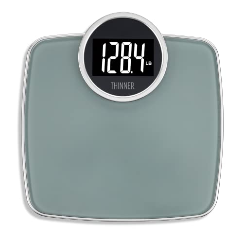 Thinner by Conair Bathroom Scale for Body Weight, Extra-Large Easy to Read Digital Scale Measures Weight Up to 400 Lbs. in Silver