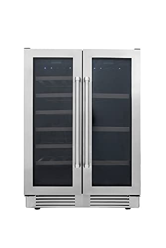 Thor Kitchen 24.in Wine Cooler Wine Refrigerator 21 Bottles and 95 Cans,TBC2401DI Free Standing Dual Zone,in Stainless Steel