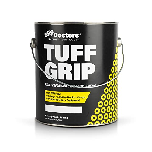 Tuff Grip Non-Skid Paint for Ramps, Floors, Decks & Stairs – Textured Anti-Slip Grip Coating for Extreme Slip Resistant Traction (Gallon, Clear)