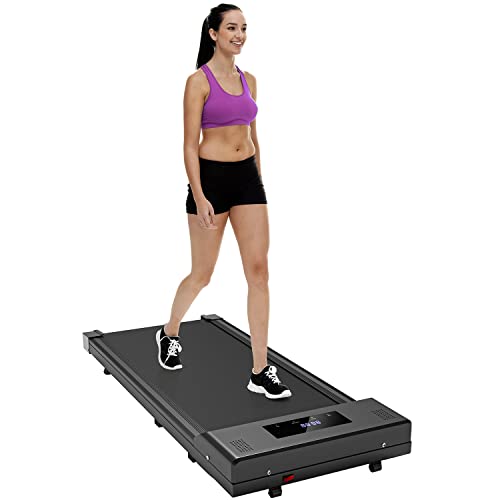Under Desk Treadmill Walking Pad Walking Treadmill Portable Desk Treadmill Slim Walking Running for Home Office Exercise, Remote & LED Display - Black