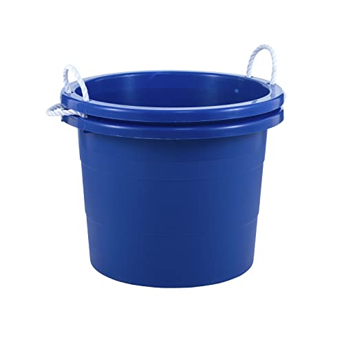 United Solutions Easy-Access Storage Rope Handle Tub, 19 Gallon, Blue, 2 Count (TU0335)