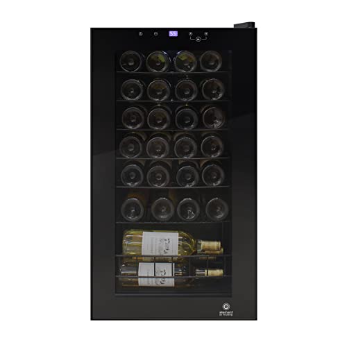 Vinotemp EL-28TS Wine Cooler Refrigerator Single Zone 28 Bottle Capacity, Dual-Paned Glass Door, Freestanding Design, Adjustable Temperature Control, 17-Inch, Black