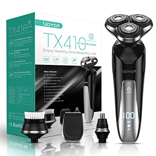 VOYOR Electric Razor for Men Cordless Shavers for Shaving with face sideburn Nose Ear Hair ​Rechargeable Wet Dry Waterproof TX410 New (New Version)