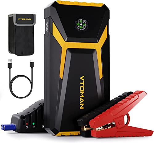 VTOMAN V6 Jump Starter, 1500A Peak Portable Jump Starter Box (Up to 7L Gas/5L Diesel Engines) for 12V Car Automobiles Lithium Auto Battery Booster Pack with Power Bank Charger, Jumper Cables(Yellow)