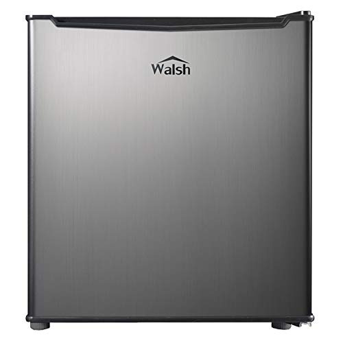 Walsh Compact Refrigerator, Single Door Mini Fridge, Energy Efficient, Adjustable Mechanical Thermostat with Chiller, Reversible Doors and Leveling Front Legs, 1.7 Cu Ft., Stainless Steel