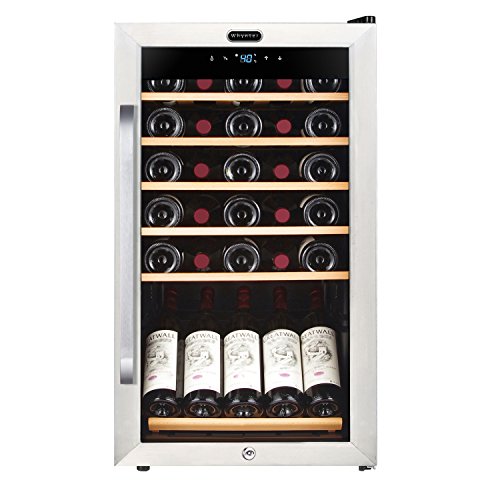 Whynter FWC-341TS 34 Bottle Freestanding Stainless Steel Wine Refrigerator with Display Shelf and Digital Control