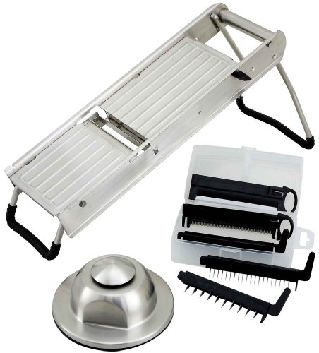 Winco winware Stainless Steel Mandoline Slicer Set with Hand Guard