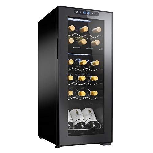 Wine Enthusiast 18 Bottle Dual Zone MAX Compressor Wine Cooler - Freestanding Refrigerator with Digital Touchscreen and LED Temperature Display