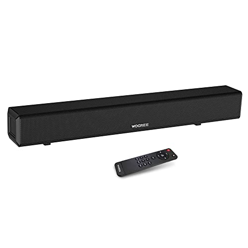 wogree 2.1ch Soundbar with Built-in Subwoofer, 80W 24 Inch Compact Small Sound Bars for TVs, Home Audio TV Speakers Support Bluetooth, HDMI-ARC, Optical, AUX, Line-in, and USB Input