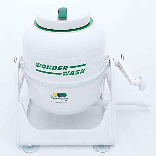 WonderWash Portable Mini Washing Machine for Apartment & Tiny Spaces - Manual Hand Clothes Washer with Retro Design - Clean Laundry Anywhere with Our Countertop, Non-Electric, Small Washer - White