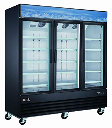 Xiltek 3 Glass Door Commercial Merchandiser Refrigerator - Upright Reach In Beverage Cooler - Display Refrigerator - 53 Cu. Ft.