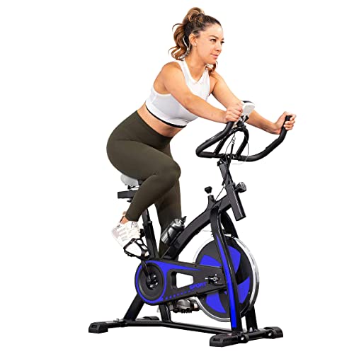 XtremepowerUS Exercise Bike 22lb Flywheel Stationary Workout Machine Blue