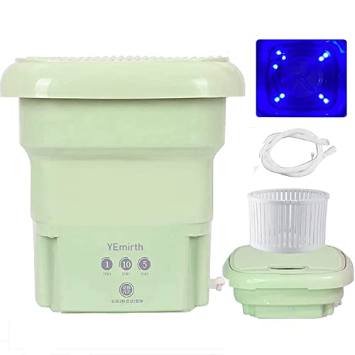 YEmirth Portable Washing Machine Mini Washer with 3 Modes Deep Cleaning Half Automatic Washt, Socks, Baby Clothes, Towels, Delicate Items (Green & Blue Light)