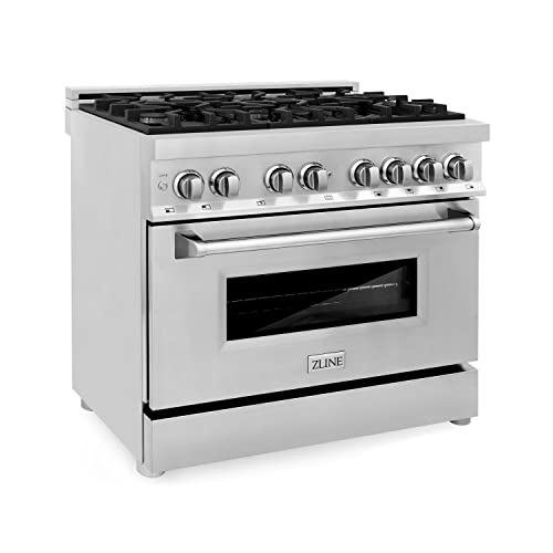ZLINE 36" 4.6 cu. ft. Dual Fuel Range with Gas Stove and Electric Oven with Color Door Options (RA36) (Stainless Steel)